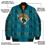 custom jacksonville jaguars bolt stripe teal bomber jacket best selling