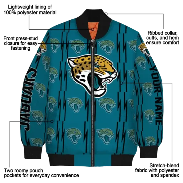 custom jacksonville jaguars bolt stripe teal bomber jacket new arrival