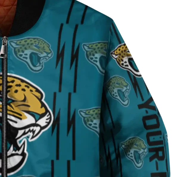 custom jacksonville jaguars bolt stripe teal bomber jacket premium grade