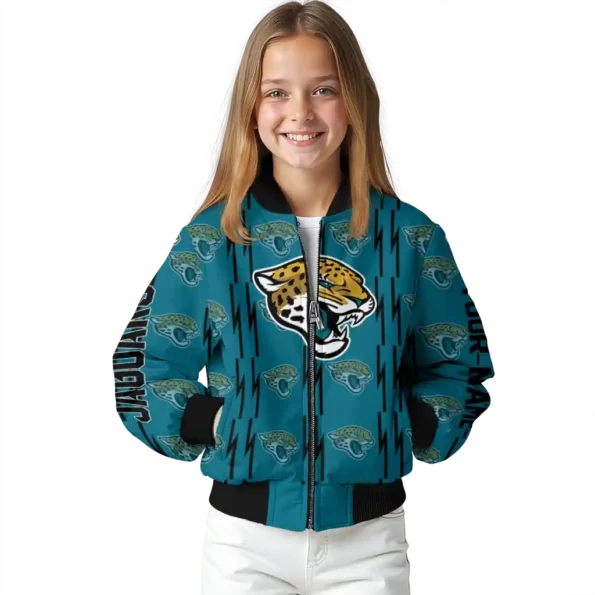 custom jacksonville jaguars bolt stripe teal bomber jacket top rated