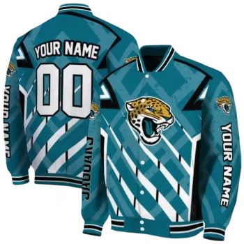 custom jacksonville jaguars chevron angles teal varsity jacket fashion forward.webp