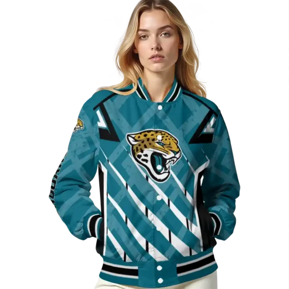 custom jacksonville jaguars chevron angles teal varsity jacket latest model.webp