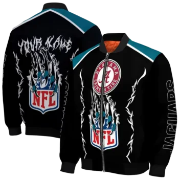 custom jacksonville jaguars claw blood teal black bomber jacket fashion forward