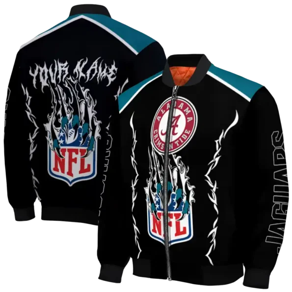 custom jacksonville jaguars claw blood teal black bomber jacket fashion forward