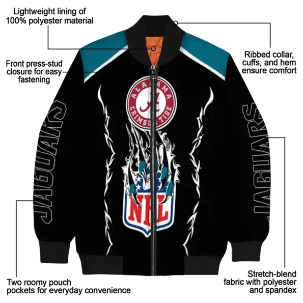 custom jacksonville jaguars claw blood teal black bomber jacket new arrival
