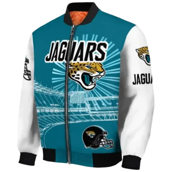 custom jacksonville jaguars ferris arena teal white bomber jacket best selling