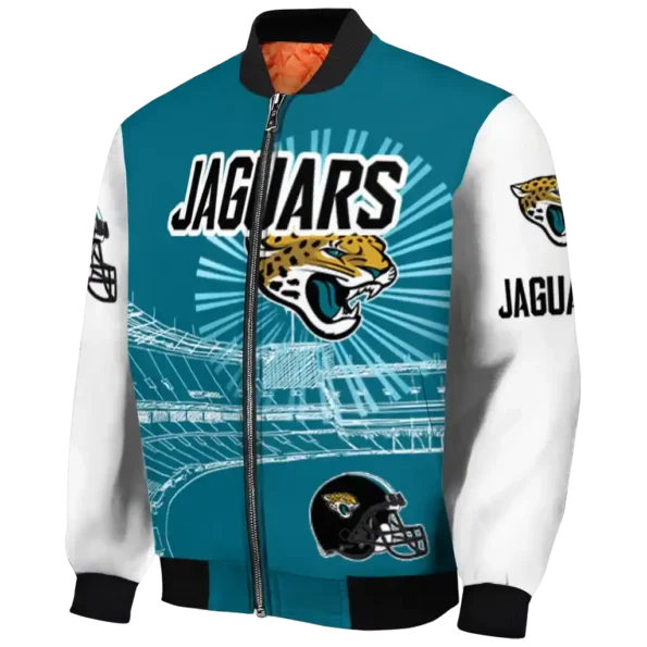 custom jacksonville jaguars ferris arena teal white bomber jacket best selling