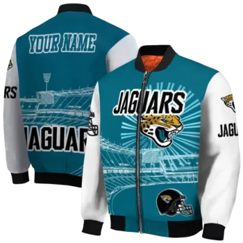custom jacksonville jaguars ferris arena teal white bomber jacket fashion forward