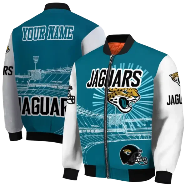 custom jacksonville jaguars ferris arena teal white bomber jacket fashion forward