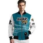 custom jacksonville jaguars ferris arena teal white bomber jacket best selling