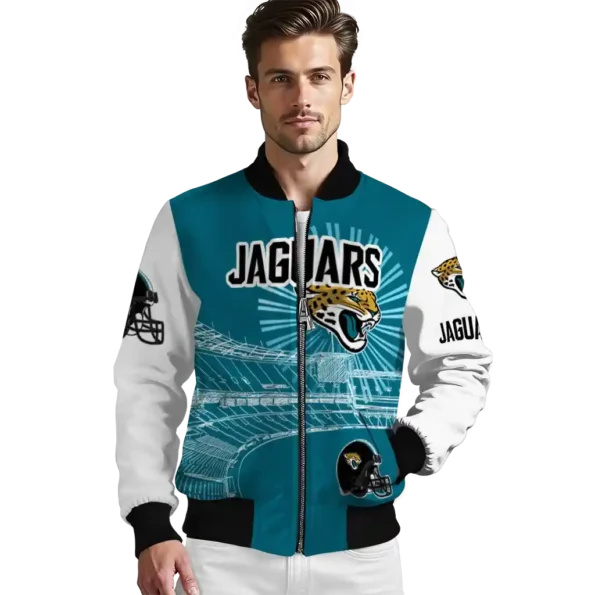 custom jacksonville jaguars ferris arena teal white bomber jacket high quality