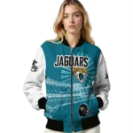 custom jacksonville jaguars ferris arena teal white bomber jacket best selling