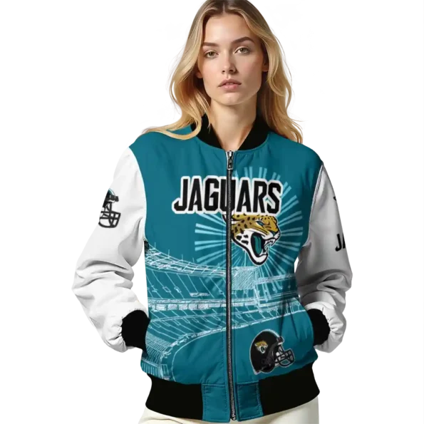 custom jacksonville jaguars ferris arena teal white bomber jacket latest model