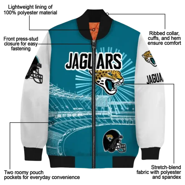custom jacksonville jaguars ferris arena teal white bomber jacket new arrival
