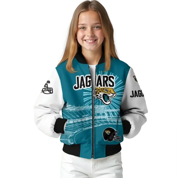 custom jacksonville jaguars ferris arena teal white bomber jacket top rated