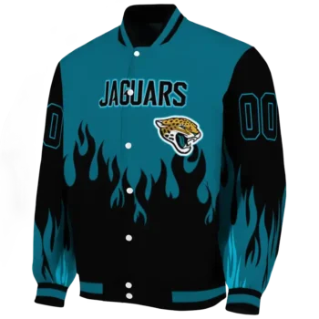custom jacksonville jaguars flame border teal black varsity jacket best selling.webp