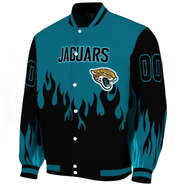 custom jacksonville jaguars flame border teal black varsity jacket best selling.webp