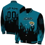 custom jacksonville jaguars flame border teal black varsity jacket best selling.webp