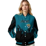 custom jacksonville jaguars flame border teal black varsity jacket best selling.webp