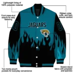 custom jacksonville jaguars flame border teal black varsity jacket best selling.webp