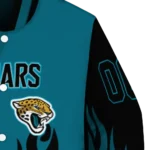 custom jacksonville jaguars flame border teal black varsity jacket best selling.webp