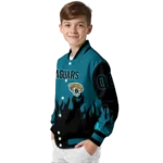 custom jacksonville jaguars flame border teal black varsity jacket best selling.webp