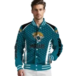 custom jacksonville jaguars hexagon grid teal varsity jacket best selling.webp