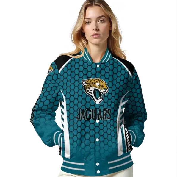 custom jacksonville jaguars hexagon grid teal varsity jacket latest model.webp