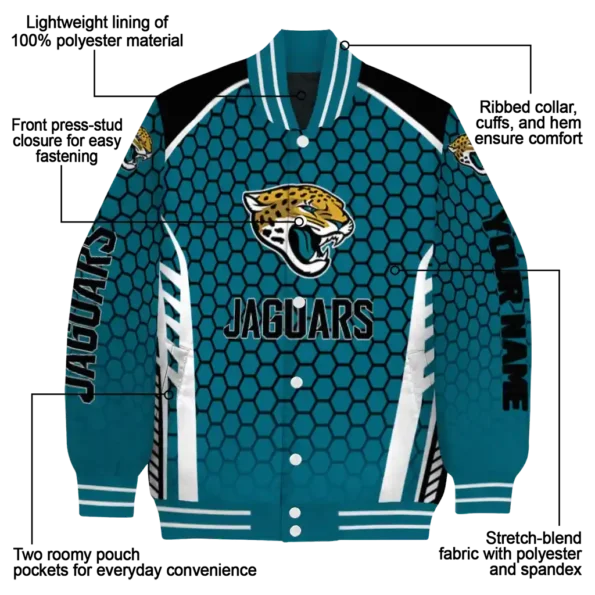 custom jacksonville jaguars hexagon grid teal varsity jacket new arrival.webp