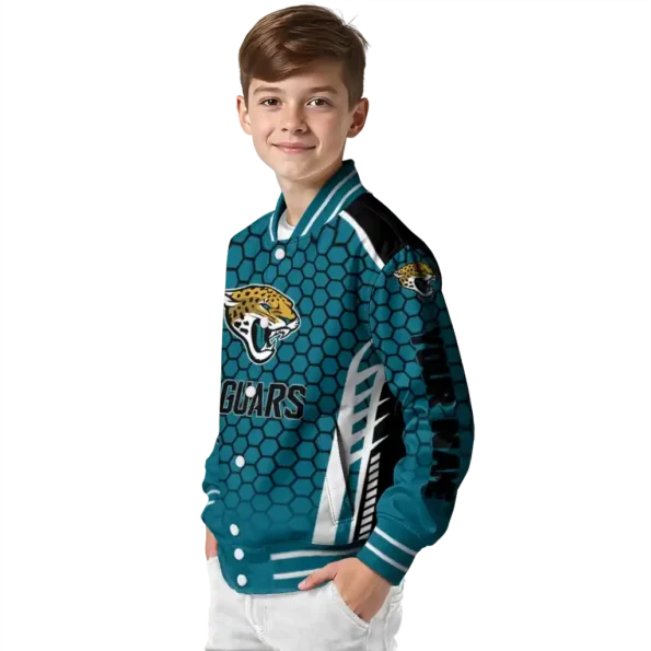 custom jacksonville jaguars hexagon grid teal varsity jacket trendy.webp