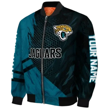 custom jacksonville jaguars hexagon mesh teal black bomber jacket best selling