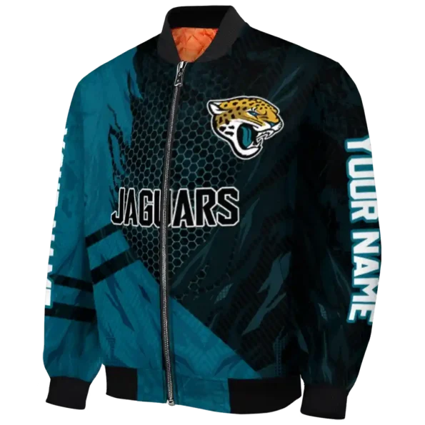 custom jacksonville jaguars hexagon mesh teal black bomber jacket best selling