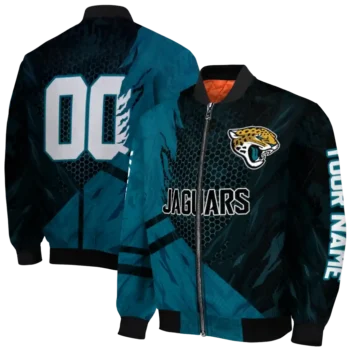custom jacksonville jaguars hexagon mesh teal black bomber jacket fashion forward