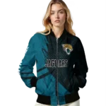 custom jacksonville jaguars hexagon mesh teal black bomber jacket best selling