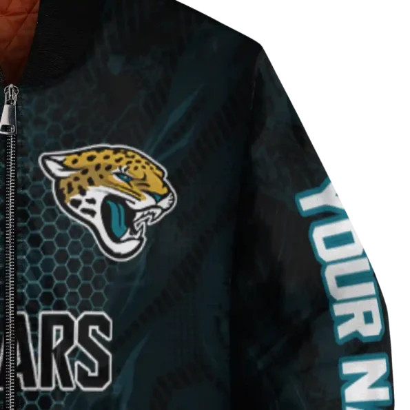 custom jacksonville jaguars hexagon mesh teal black bomber jacket premium grade