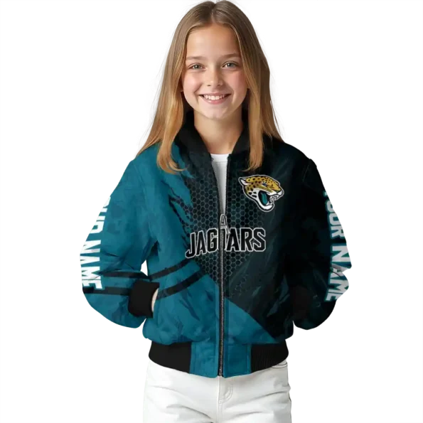 custom jacksonville jaguars hexagon mesh teal black bomber jacket top rated