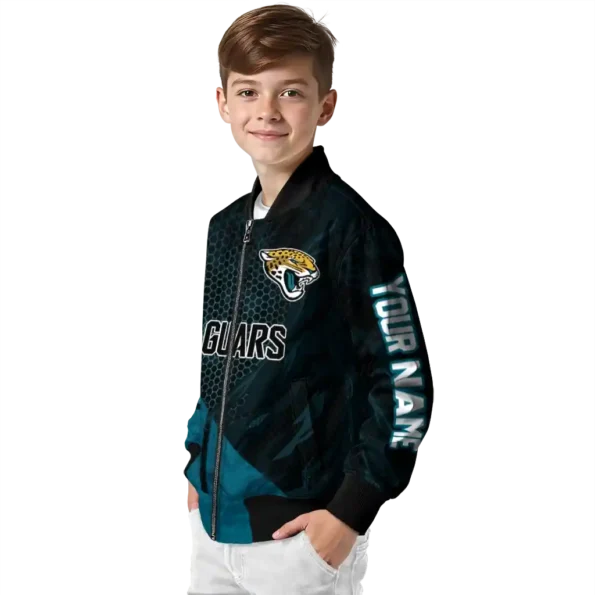 custom jacksonville jaguars hexagon mesh teal black bomber jacket trendy