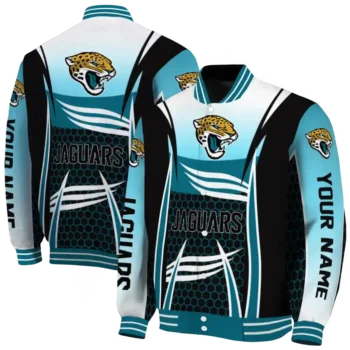custom jacksonville jaguars mesh effect teal black varsity jacket fashion forward.webp