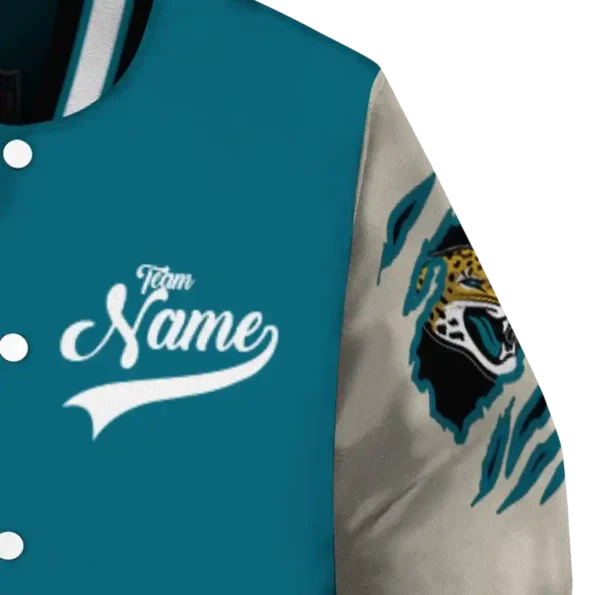 custom jacksonville jaguars razorback outline teal nude varsity jacket premium grade.webp
