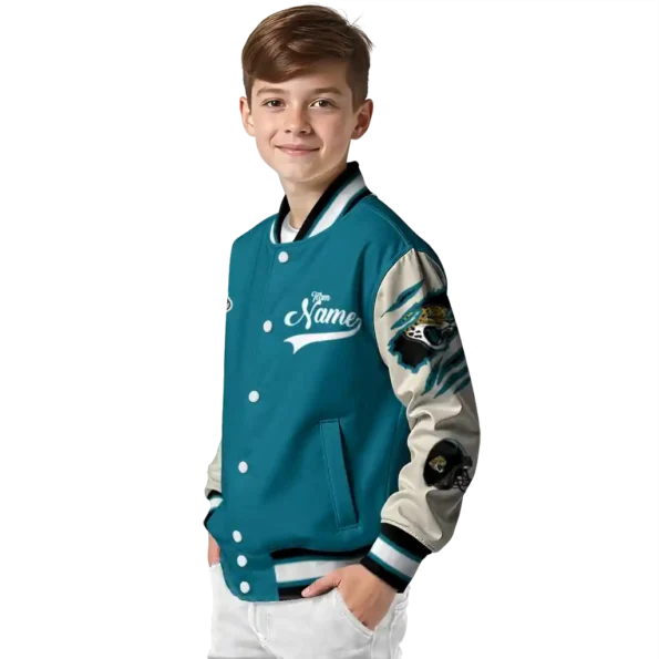 custom jacksonville jaguars razorback outline teal nude varsity jacket trendy.webp