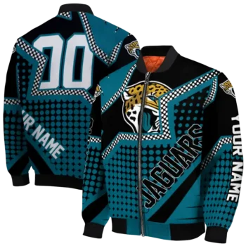 custom jacksonville jaguars star burst teal bomber jacket fashion forward