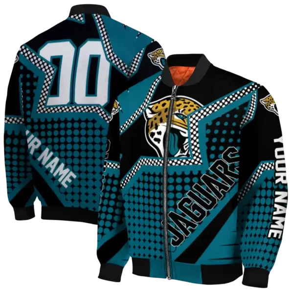 custom jacksonville jaguars star burst teal bomber jacket fashion forward