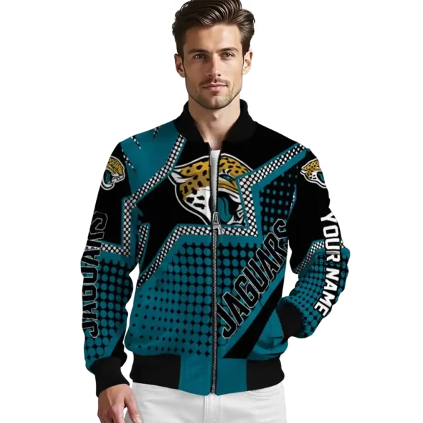 custom jacksonville jaguars star burst teal bomber jacket high quality