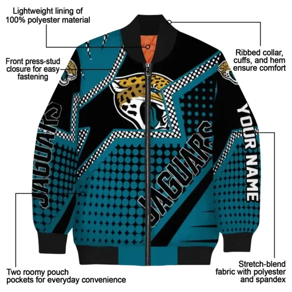 custom jacksonville jaguars star burst teal bomber jacket new arrival
