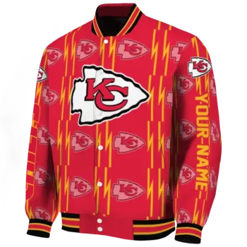 custom kansas city chiefs bolt stripe red varsity jacket best selling