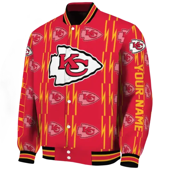 custom kansas city chiefs bolt stripe red varsity jacket best selling
