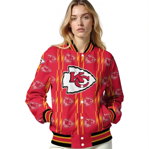 custom kansas city chiefs bolt stripe red varsity jacket latest model