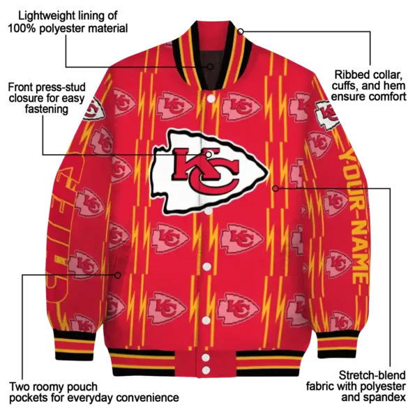 custom kansas city chiefs bolt stripe red varsity jacket new arrival