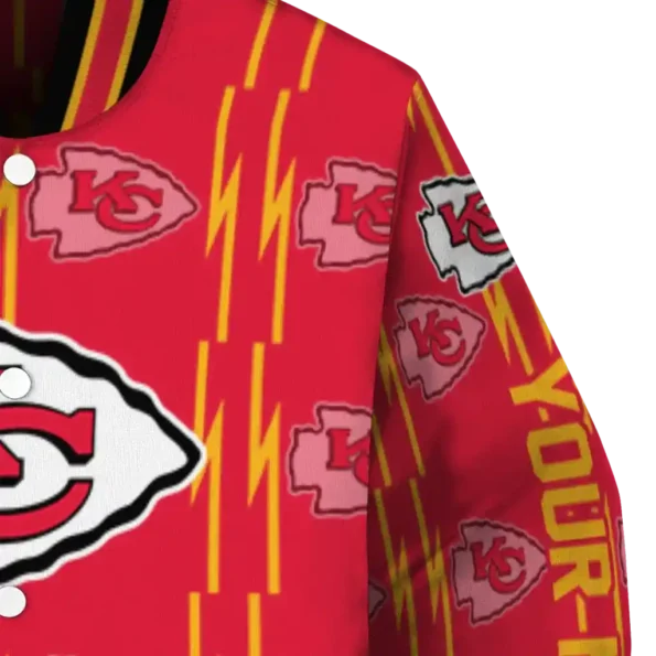 custom kansas city chiefs bolt stripe red varsity jacket premium grade