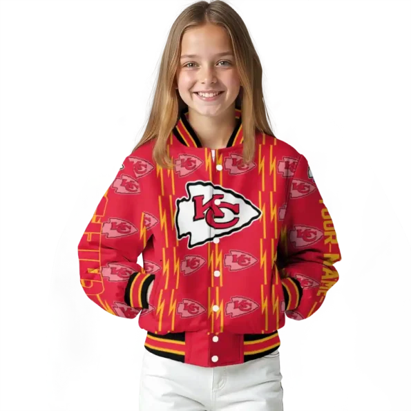 custom kansas city chiefs bolt stripe red varsity jacket top rated